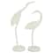 Set of 2 White Metal Coastal Bird Sculpture, 10", 12"